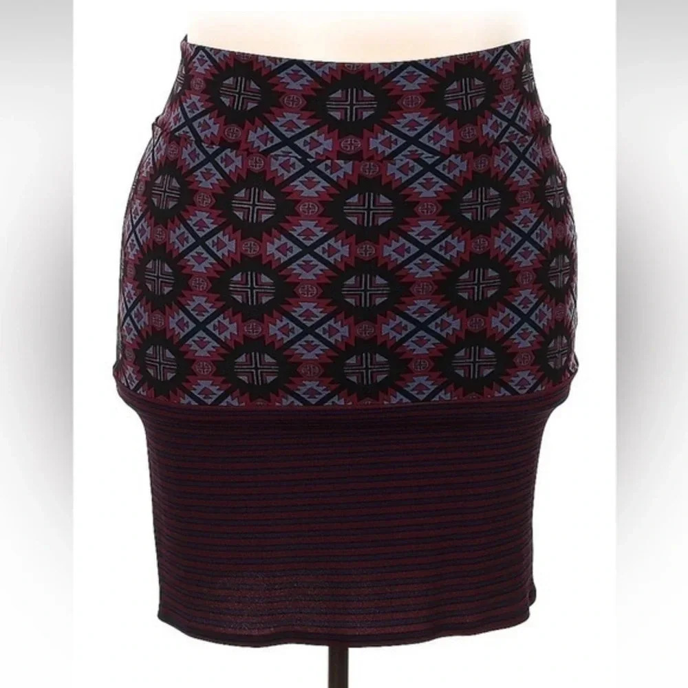 LuLaRoe Aztec Southwestern Bohemian Print Cassie Pencil Skirt Plus Size 3X
